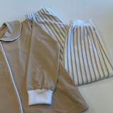 Pijama Bege com Riscas Bege e Branco