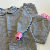 Pijama Cinza Mesclado com Rosa